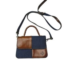 Patricia Nash Mini Denim and Leather Patchwork Crossbody Bag